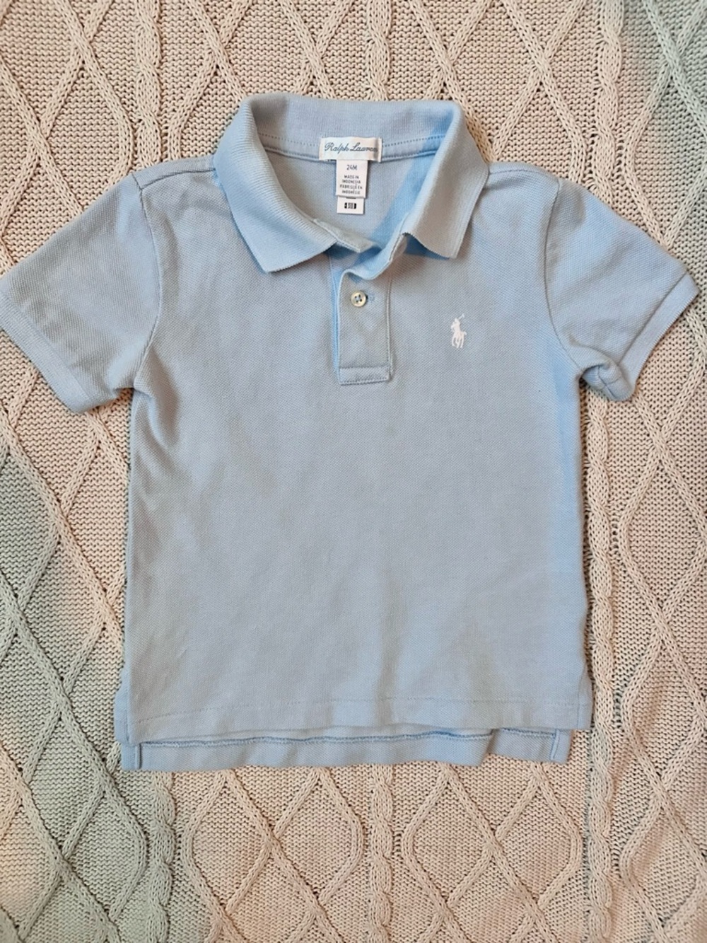 Ralph Lauren Baby Blue Polo Shirt with Embroidered Pony